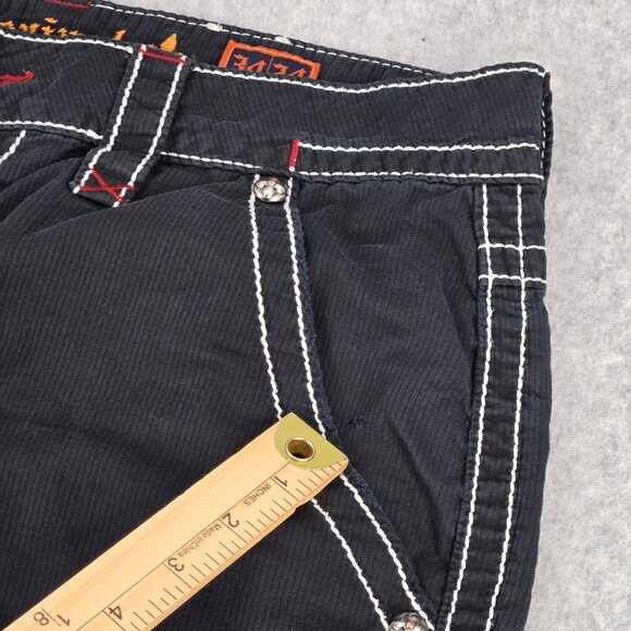 Rock Revival Cargo Shorts Mens 34 Black 12" Embroidered Red Stitch 24" Outseam - Picture 12 of 14